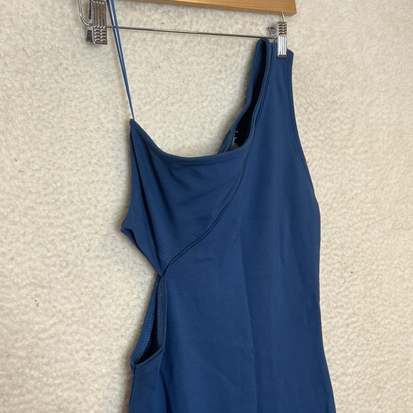 NWT Socialite Womens Deep Blue Bodycon One Shoulder Cut Out Maxi Dress SMALL - Picture 4 of 7